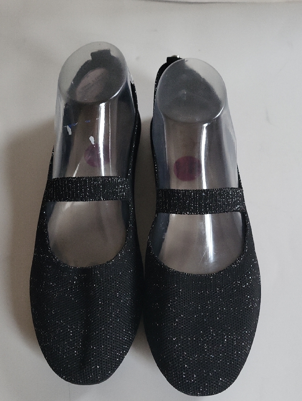Danskin Sparkle Black Mary Jane Flats with Elastic Strap 8.5
